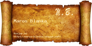 Maros Blanka névjegykártya